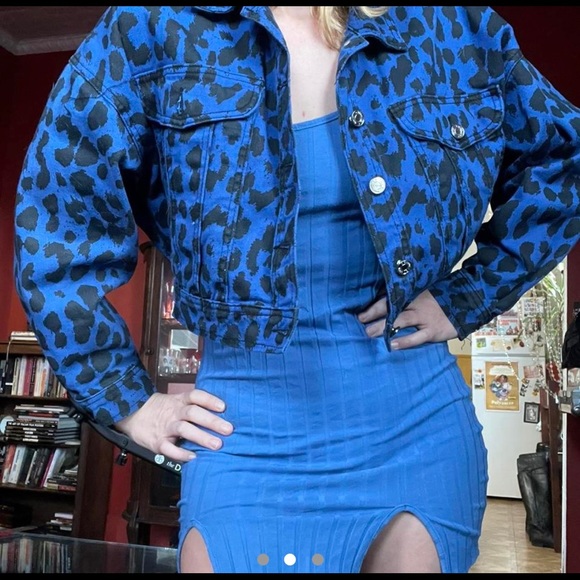 Missguided Blue Leopard Print Denim Set - Picture 2 of 3